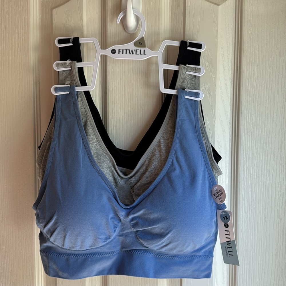 NWT SET OF THREE FITWELL WIRELESS COMFORT BRAS